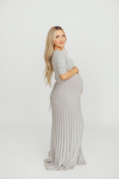 Oakley Ribbed Maxi Dress in Heather Grey -Bump Friendly