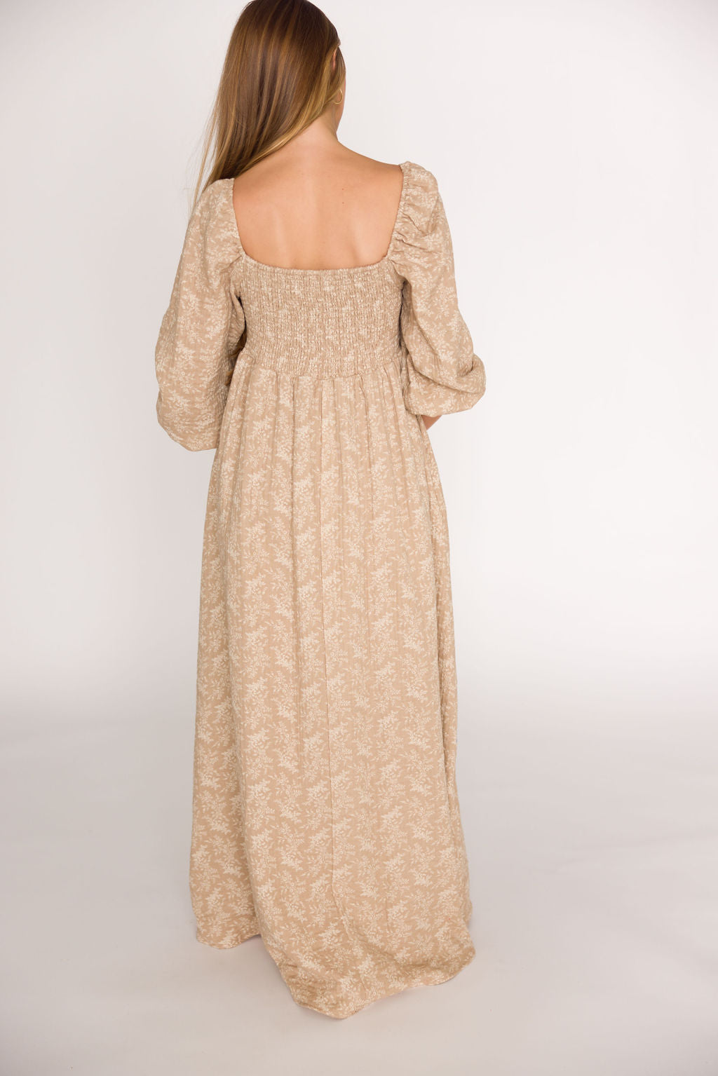 Peyton 100% Cotton Maxi Dress in Mocha Floral - Bump Friendly (XS-XL)