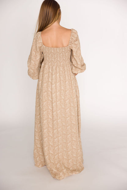 Peyton 100% Cotton Maxi Dress in Mocha Floral - Bump Friendly (XS-XL)