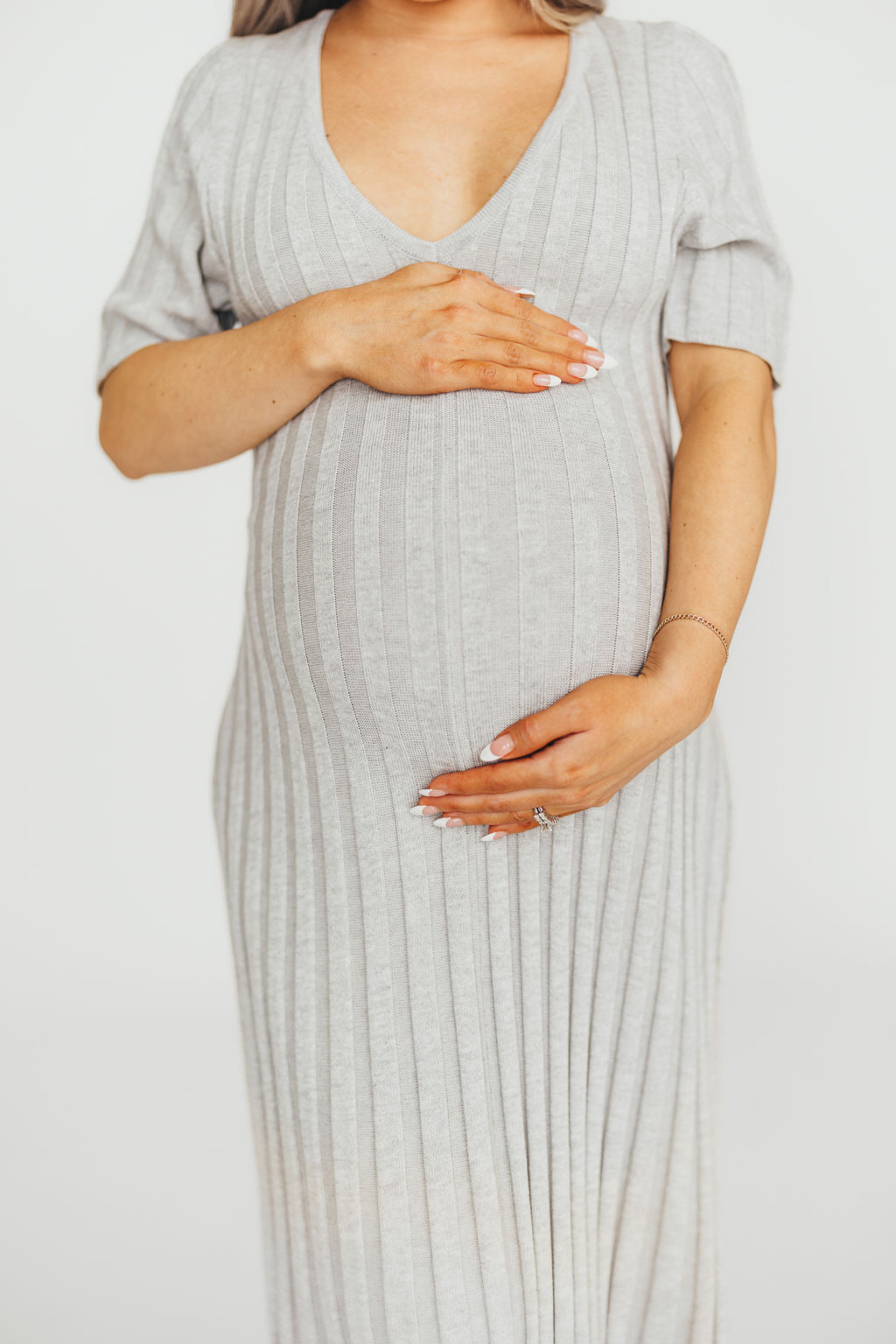 Oakley Ribbed Maxi Dress in Heather Grey -Bump Friendly
