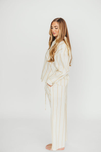 Rowan Pants in Beige Stripe