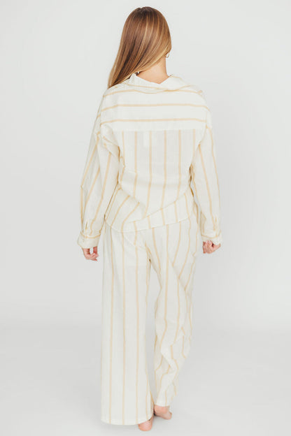 Sicily Button-Down Top in Beige Stripe - Nursing Friendly