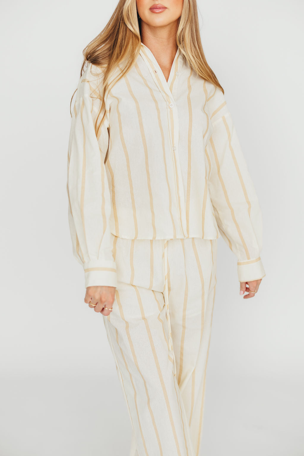 Rowan Pants in Beige Stripe