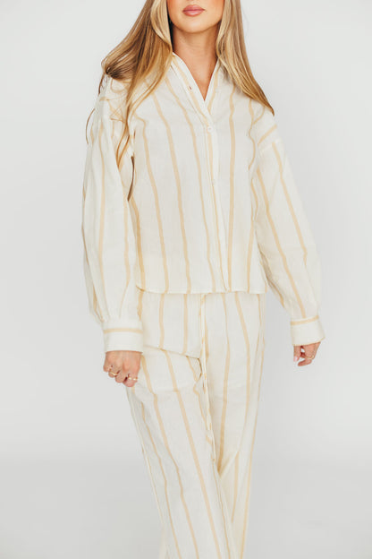 Rowan Pants in Beige Stripe