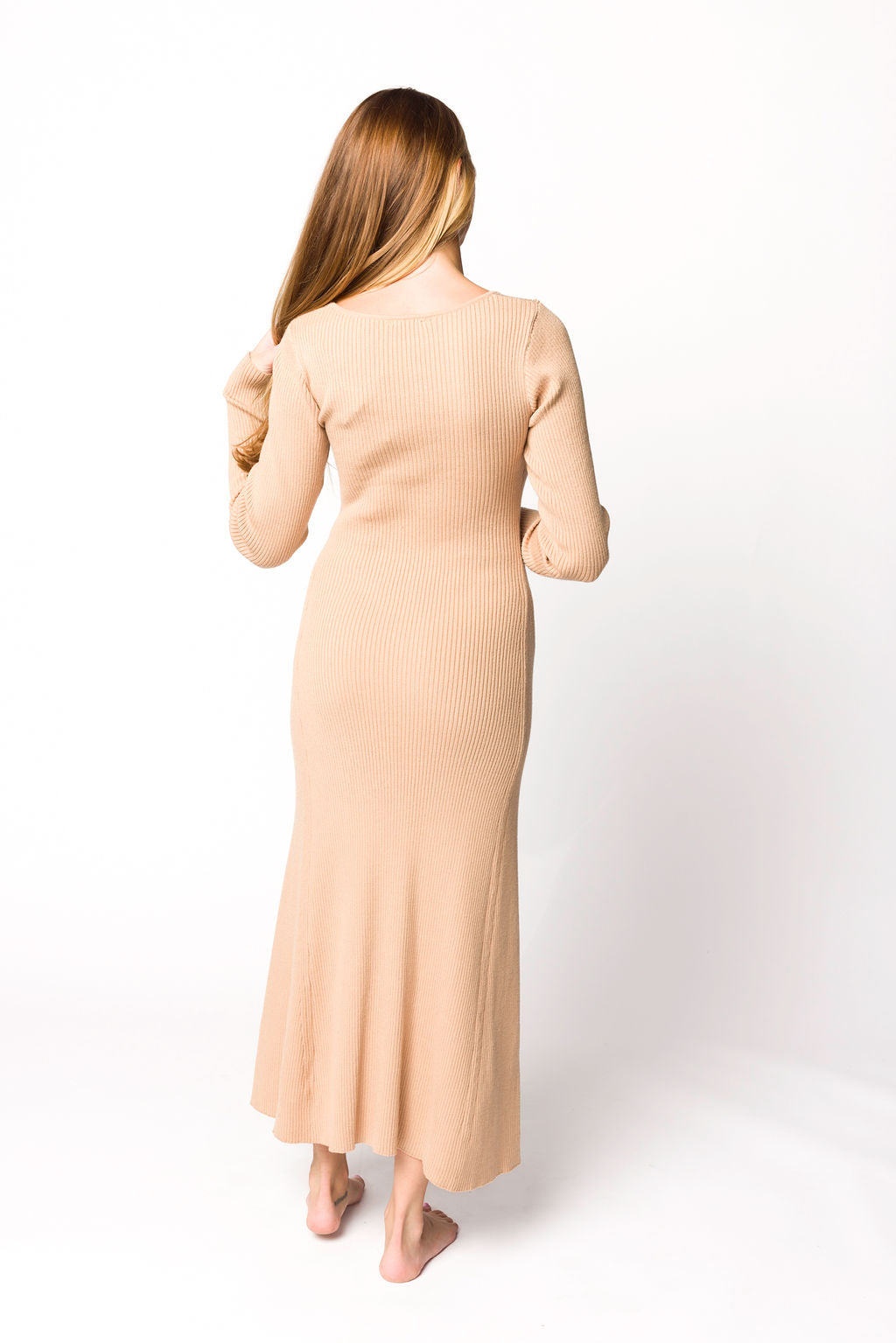 Alison Knit Sweater Maxi Dress in Almond