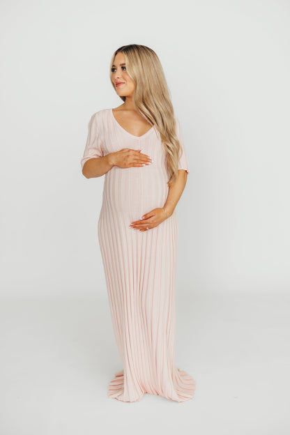 Oakley Ribbed Maxi Dress in Light Pink - Bump Friendly