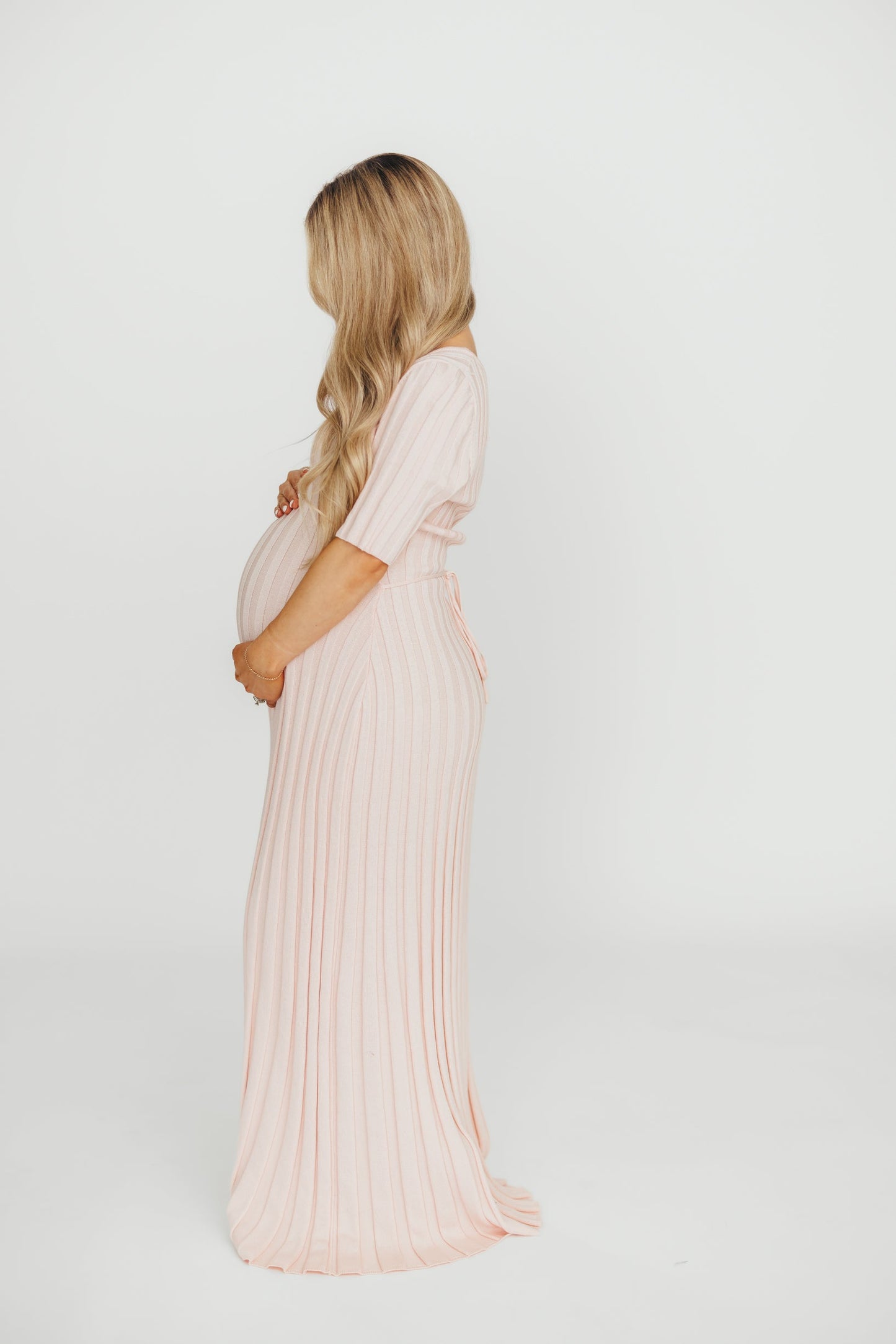Oakley Ribbed Maxi Dress in Light Pink - Bump Friendly