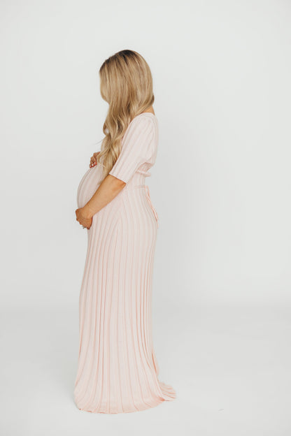 Oakley Ribbed Maxi Dress in Light Pink - Bump Friendly