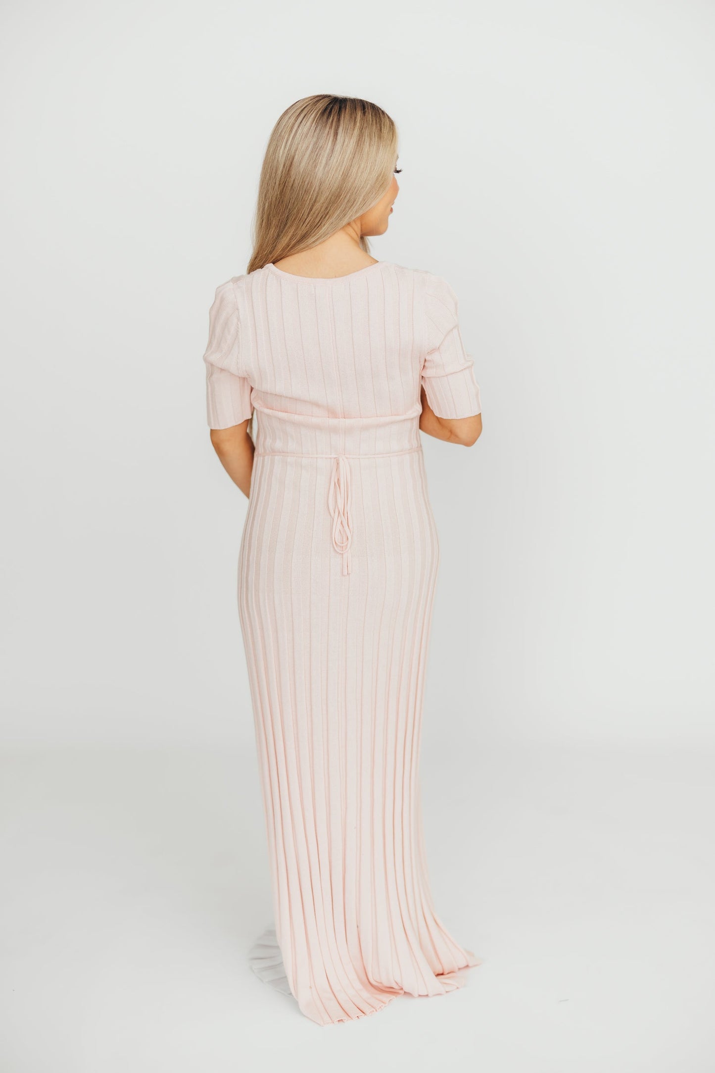 Oakley Ribbed Maxi Dress in Light Pink - Bump Friendly