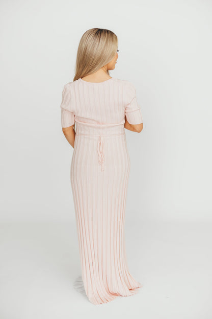 Oakley Ribbed Maxi Dress in Light Pink - Bump Friendly