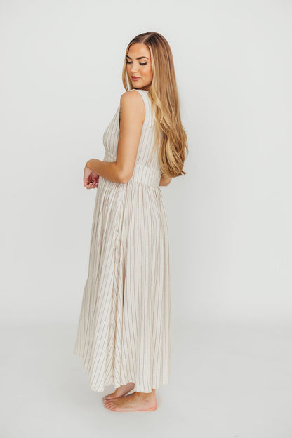 Pippy Button Down Maxi Dress in Natural/Black - Nursing Friendly