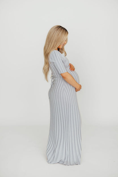 Oakley Ribbed Maxi Dress in Light Blue - Bump Friendly