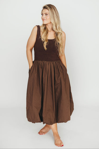 Betty Midi Dress in Brown