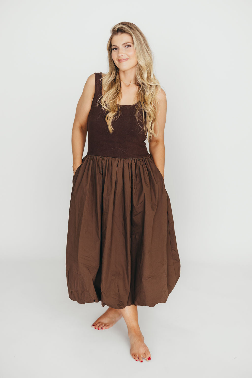 Betty Midi Dress in Brown