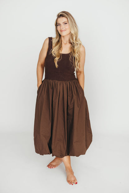 Betty Midi Dress in Brown