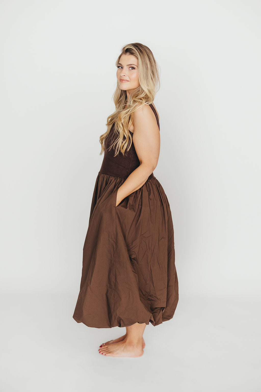 Betty Midi Dress in Brown