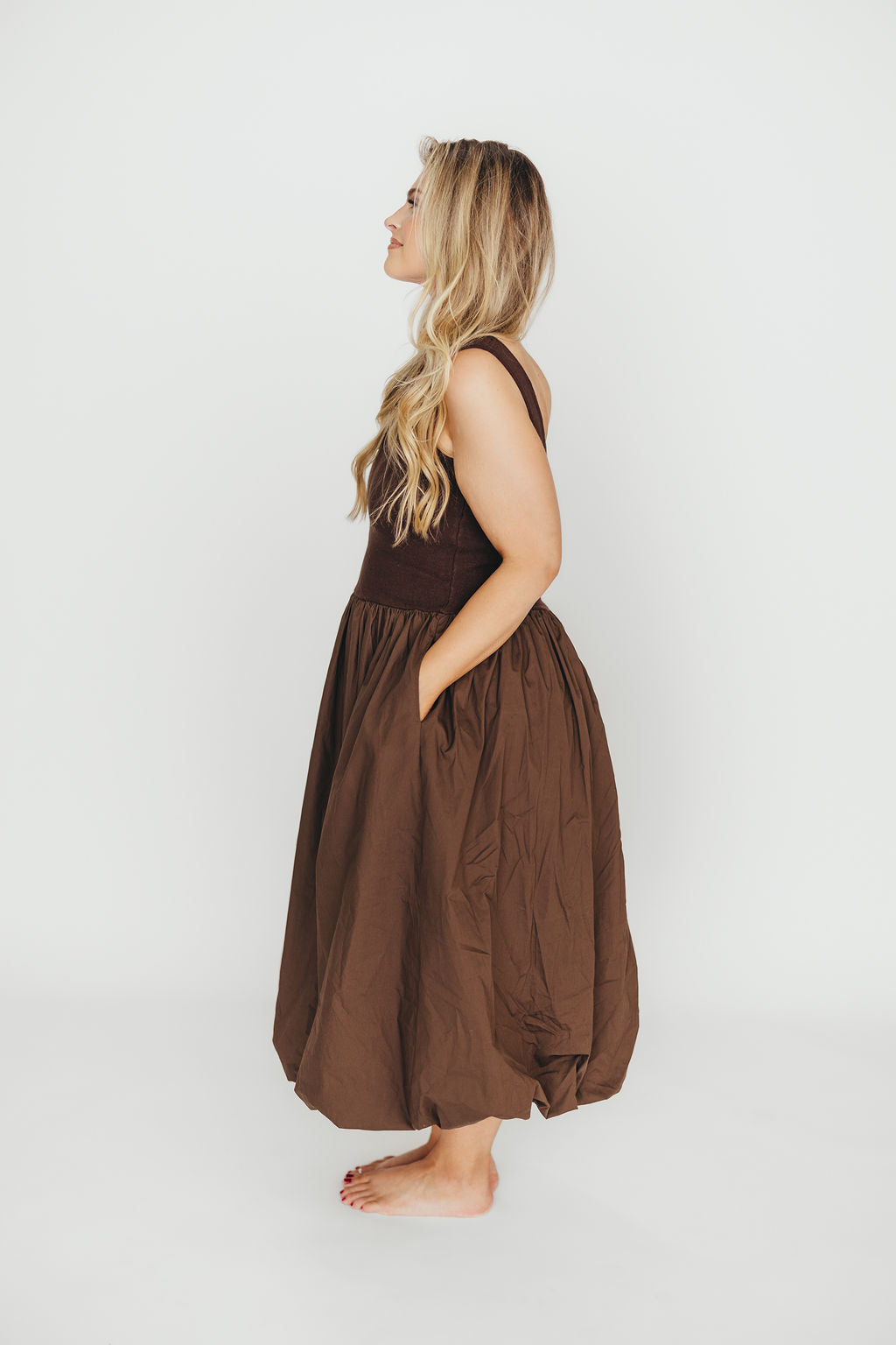 Betty Midi Dress in Brown