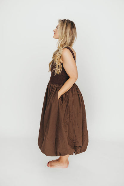 Betty Midi Dress in Brown