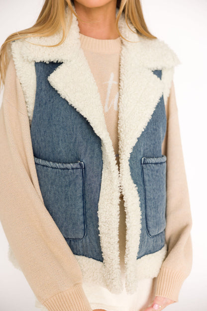 Willa Sherpa Denim Vest