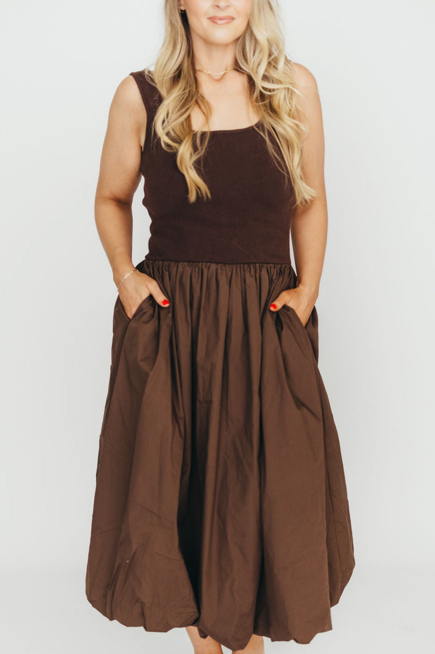Betty Midi Dress in Brown