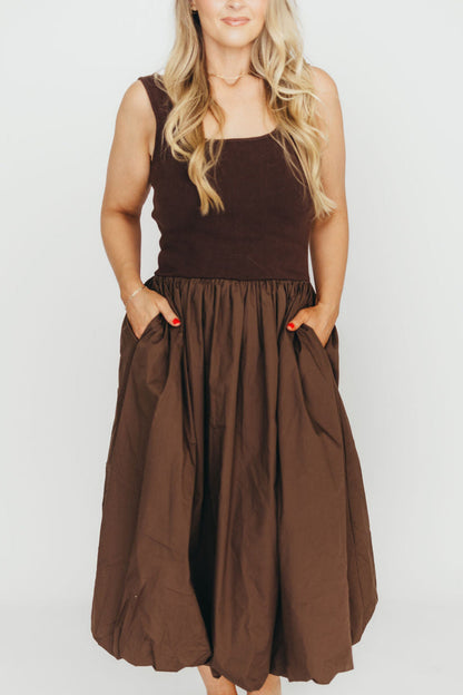 Betty Midi Dress in Brown