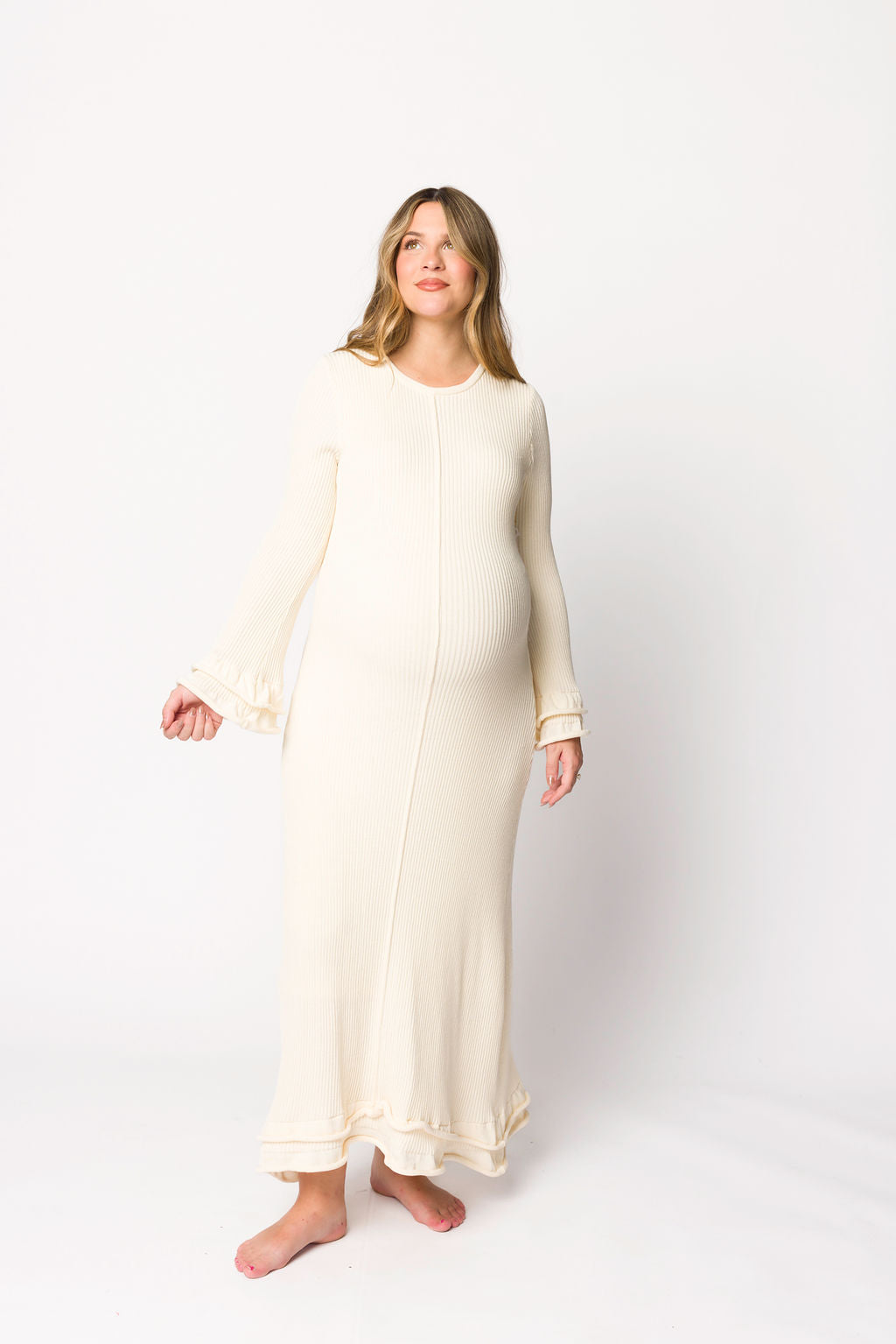 Arlet Maxi Dress in Ivory - Bump Friendly
