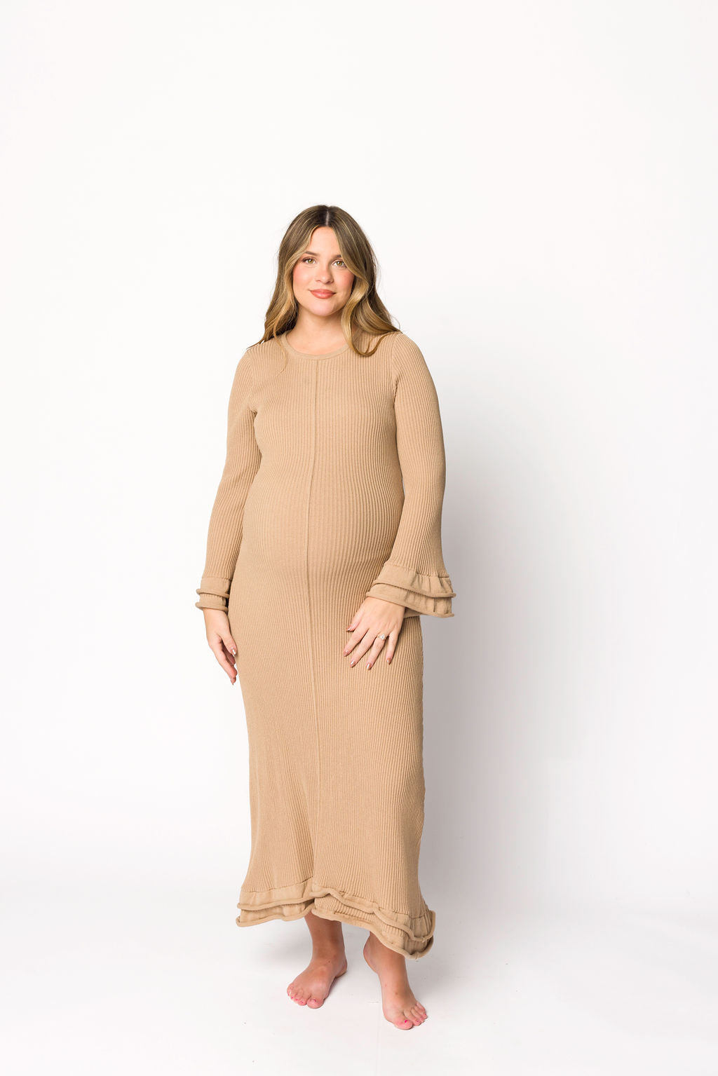 Arlet Dress in Taupe - Bump Friendly