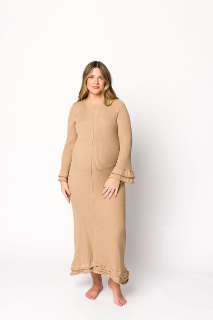 Arlet Dress in Taupe - Bump Friendly