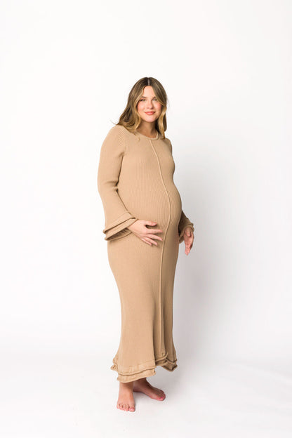 Arlet Dress in Taupe - Bump Friendly