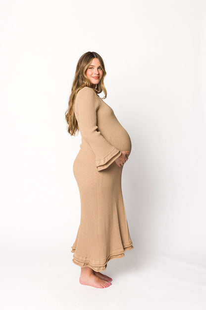 Arlet Dress in Taupe - Bump Friendly