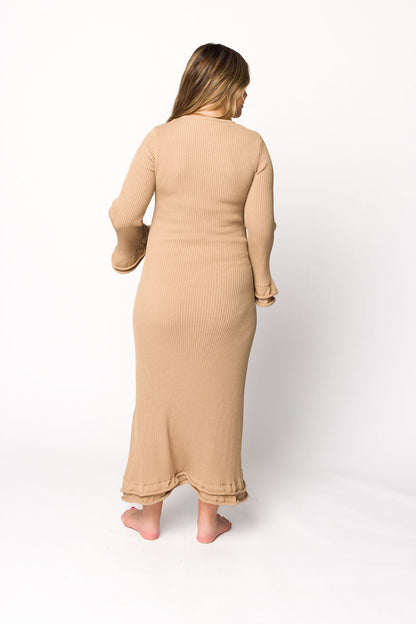 Arlet Dress in Taupe - Bump Friendly