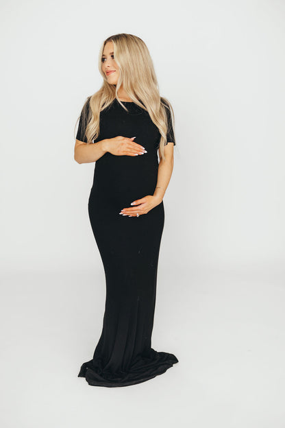 The Charlie Ribbed Maxi Dress in Black