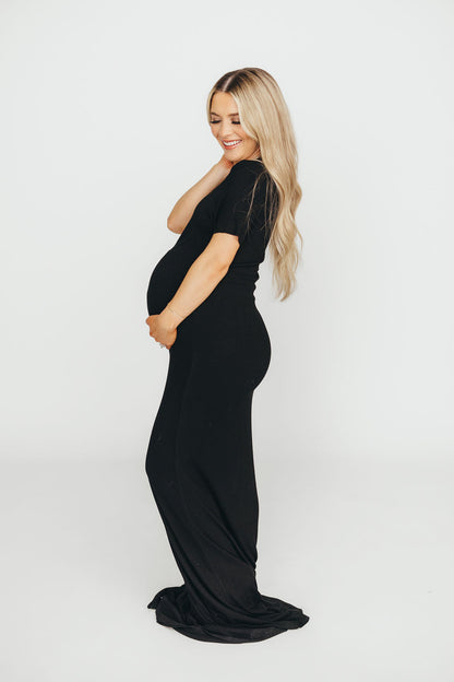 The Charlie Ribbed Maxi Dress in Black