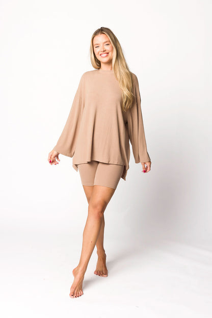 All Weekend Long Set - Long Sleeves - in Biscotti