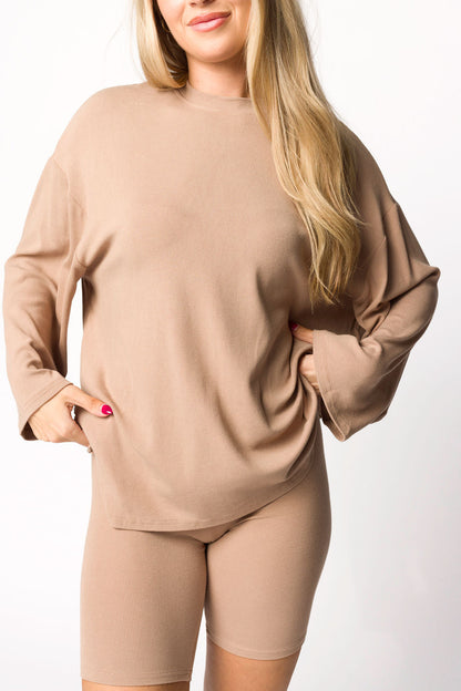 All Weekend Long Set - Long Sleeves - in Biscotti