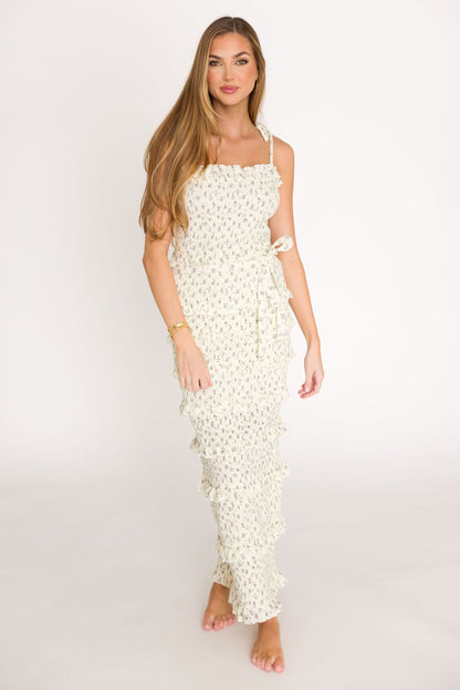 Harley Maxi Dress in Gray Floral - Bump Friendly