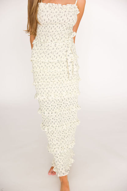 Harley Maxi Dress in Gray Floral - Bump Friendly