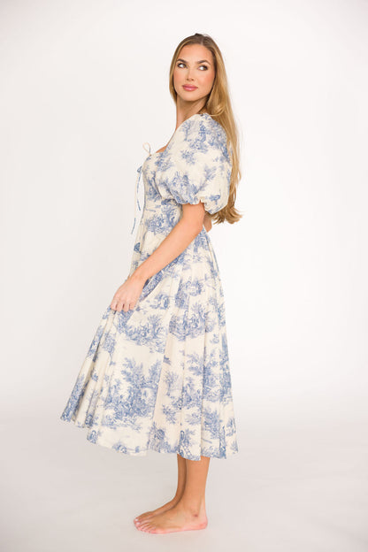 Mary Elizabeth Midi Dress in Blue