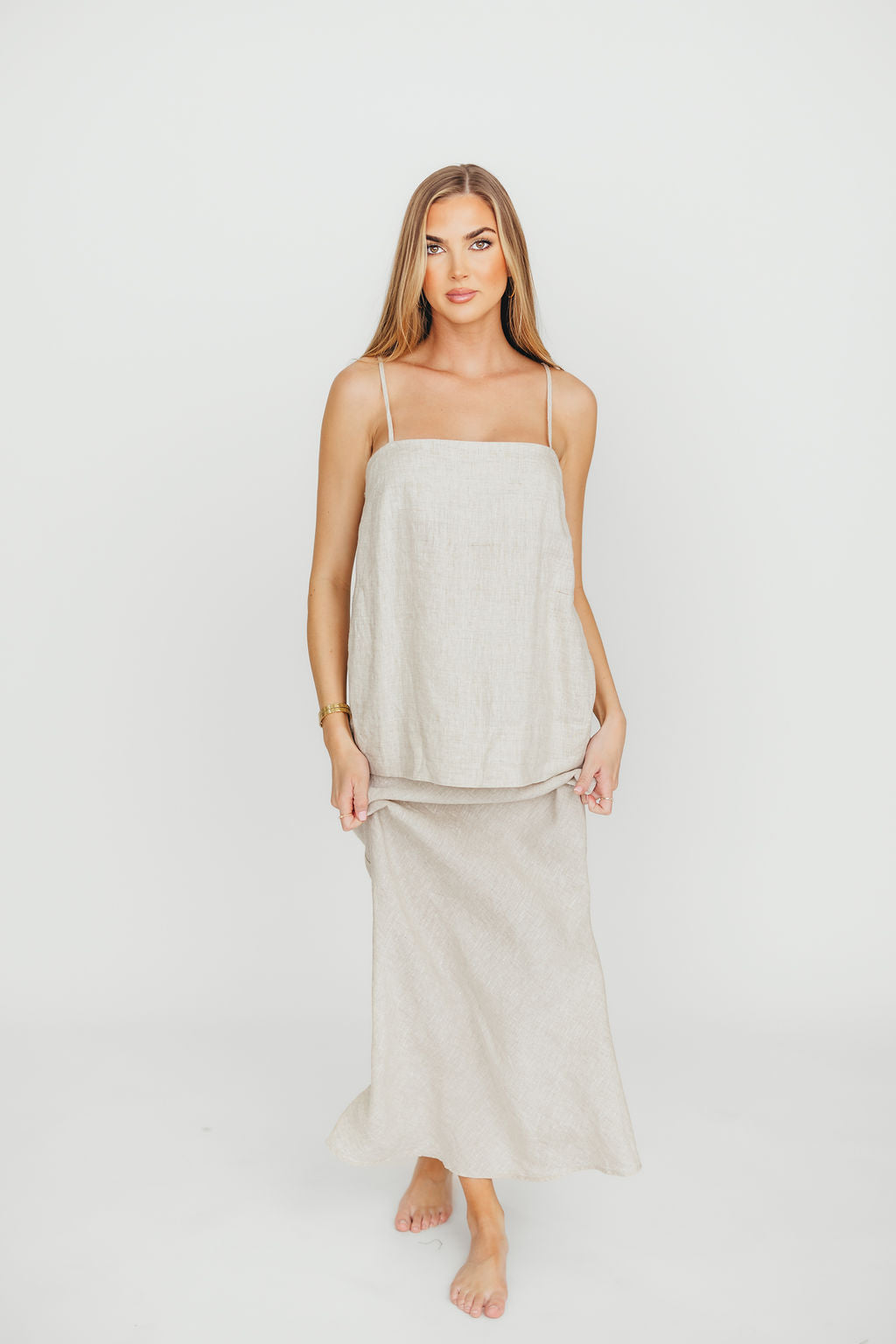 Julieta 100% Linen Top Woven in Linen