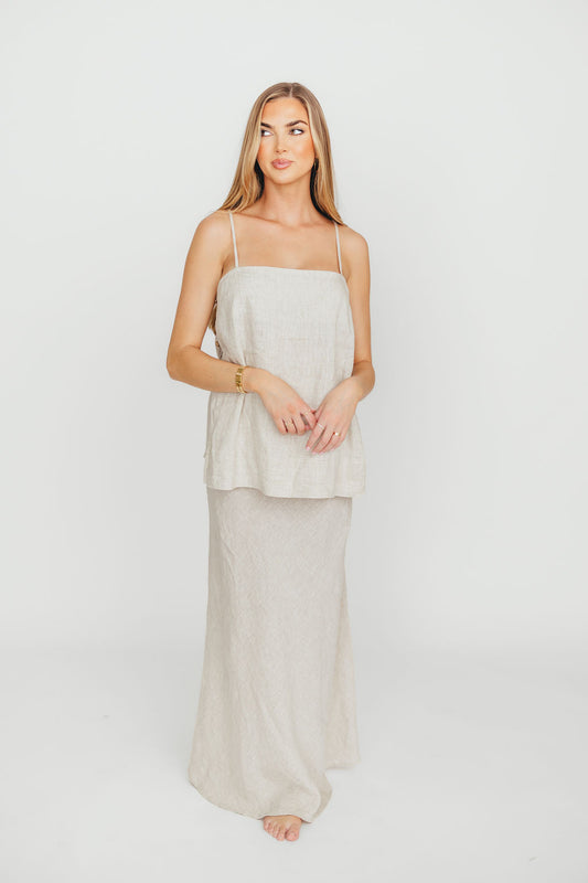 Novella 100% Linen Woven Maxi Skirt in Linen