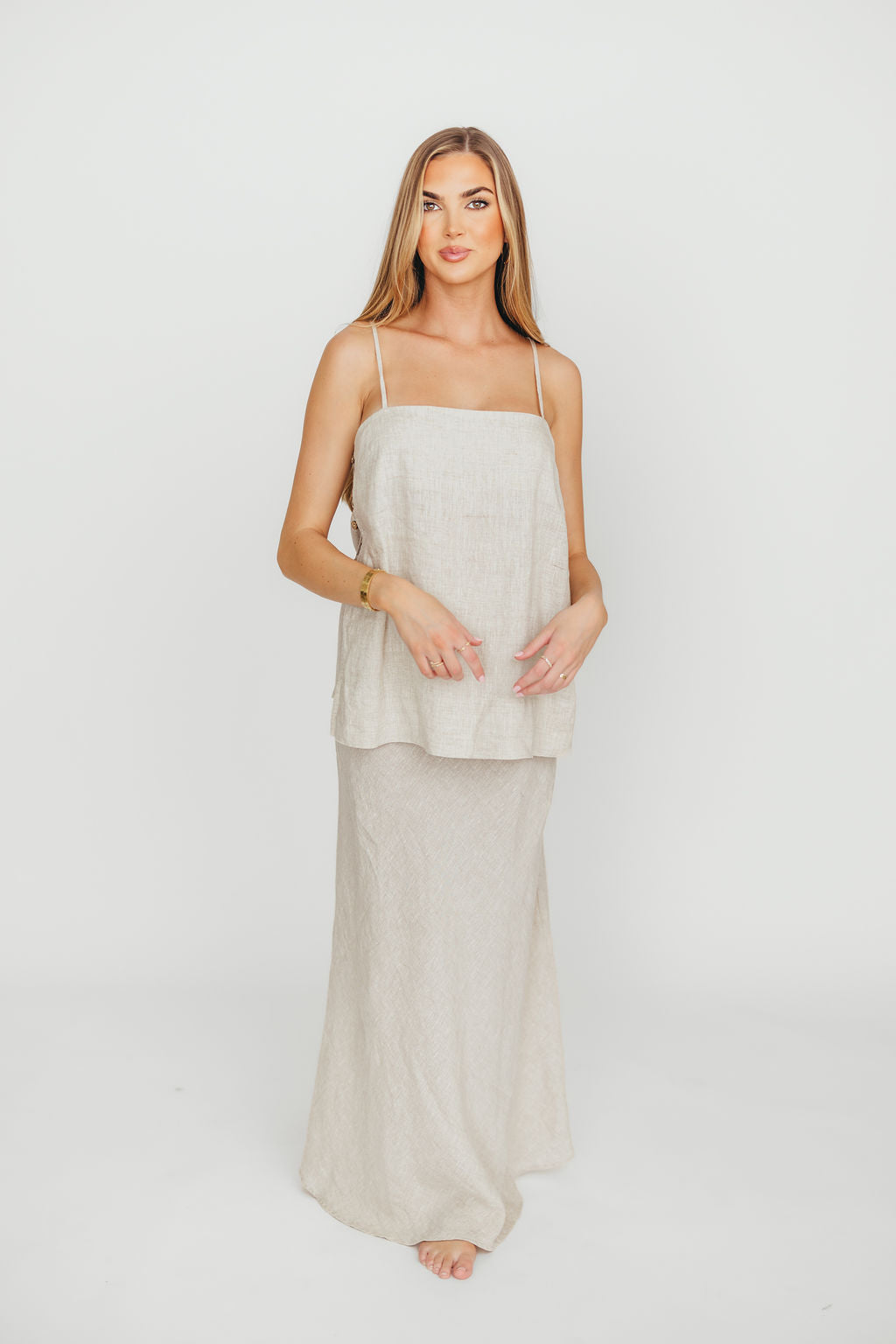 Novella 100% Linen Woven Maxi Skirt in Linen