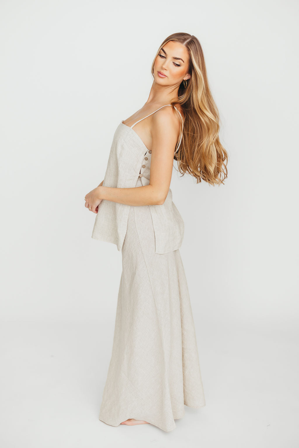Novella 100% Linen Woven Maxi Skirt in Linen