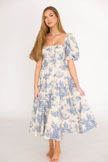 Mary Elizabeth Midi Dress in Blue