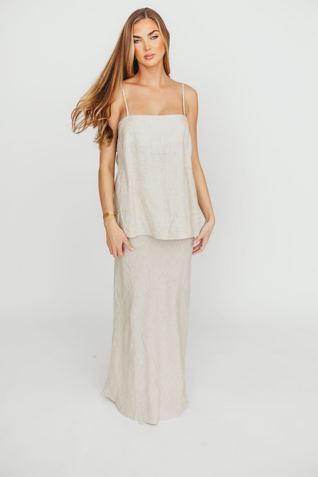 Novella 100% Linen Woven Maxi Skirt in Linen