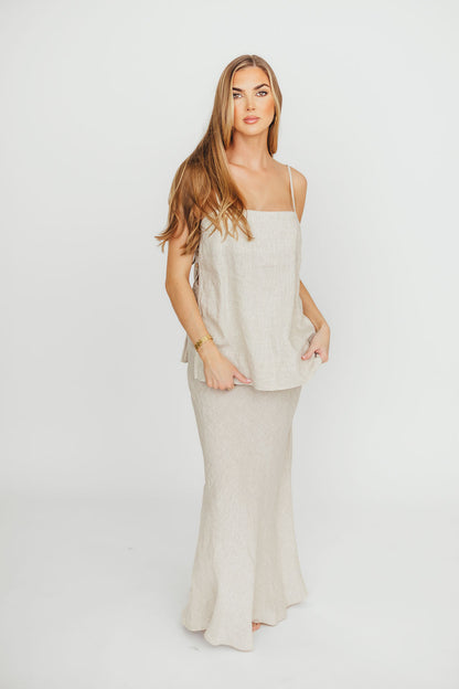 Novella 100% Linen Woven Maxi Skirt in Linen