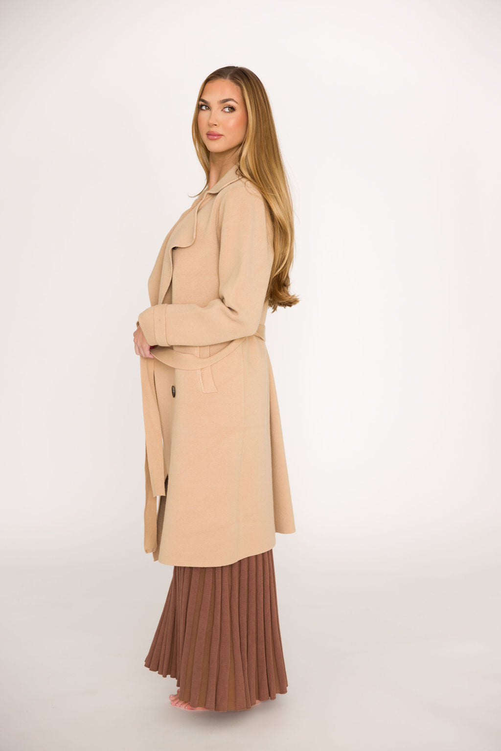 Cadenza Cashmere-Blend Peacoat in Camel *LUXURY ITEM*
