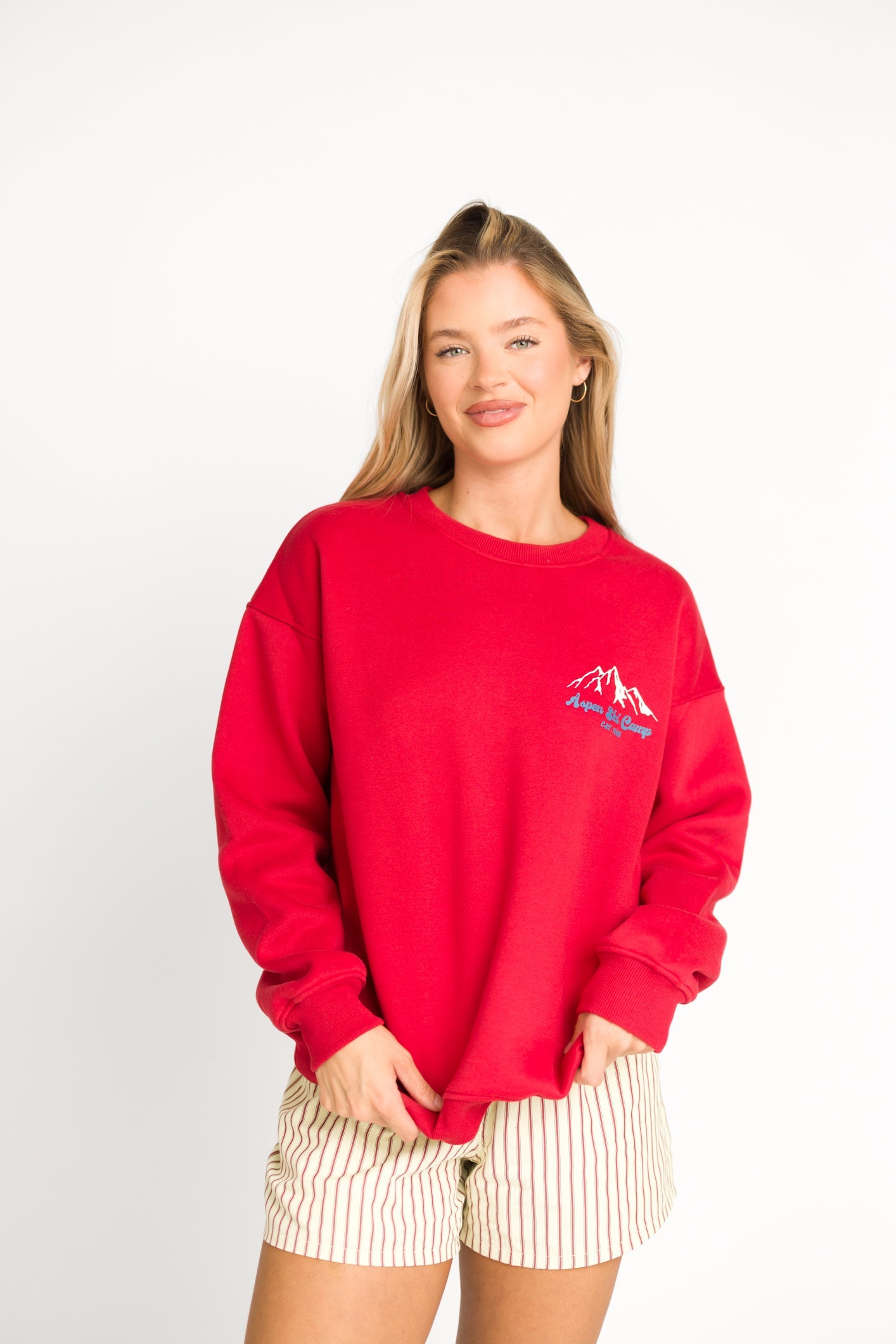 Aspen Ski Camp Sweatshirt in Cherry