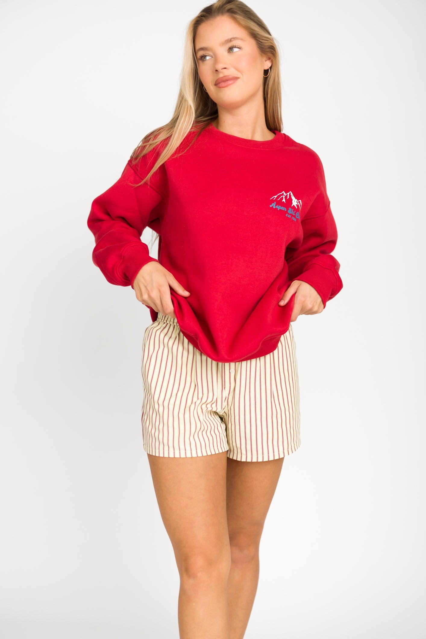 Aspen Ski Camp Sweatshirt in Cherry
