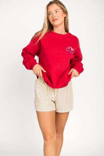 Aspen Ski Camp Sweatshirt in Cherry