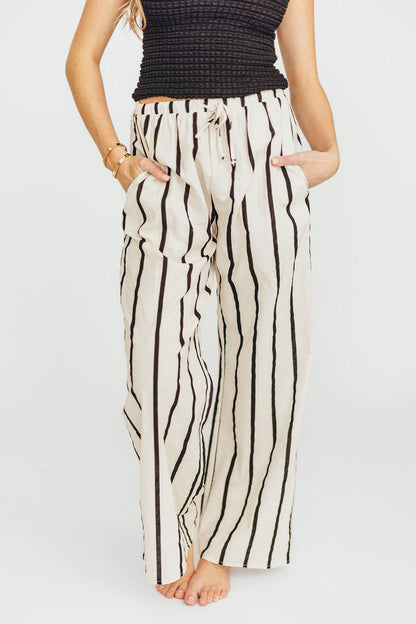 Kelsea Woven Pants in Cream/Black